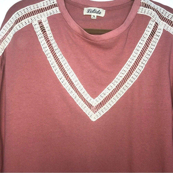 5/$25 Listicle Lightweight Pullover Sweatshirt Sweater M Embroidery Ribbed - Picture 7 of 10